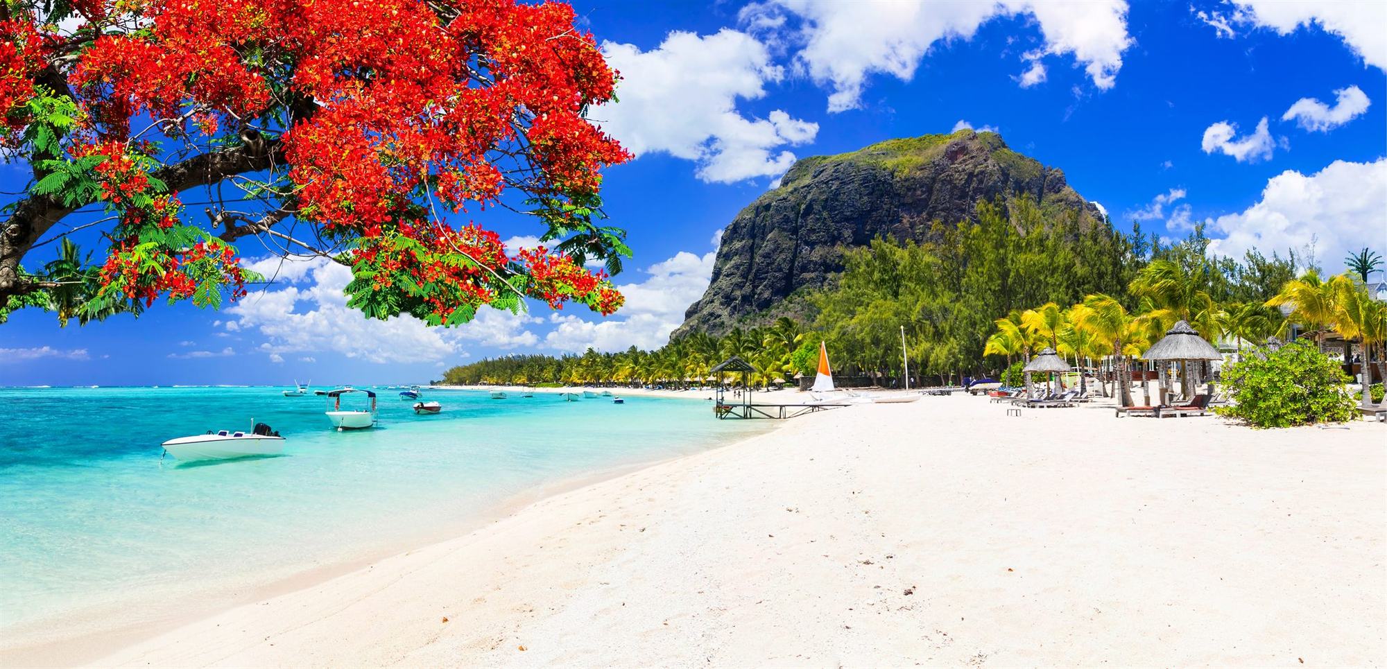 Le Morne beach and lagoon in Mauritius