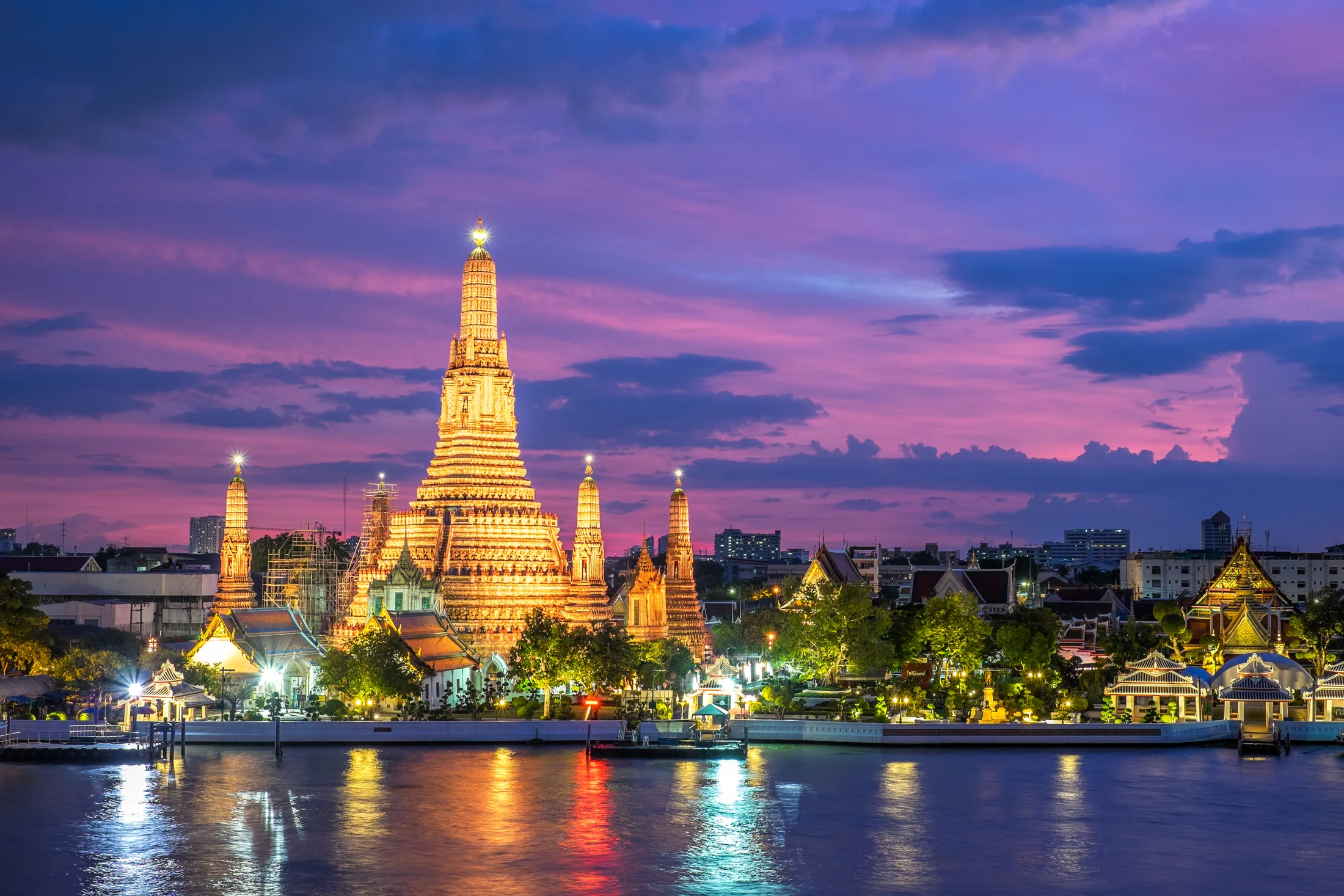 Wat Arun beside the river in Bangkok