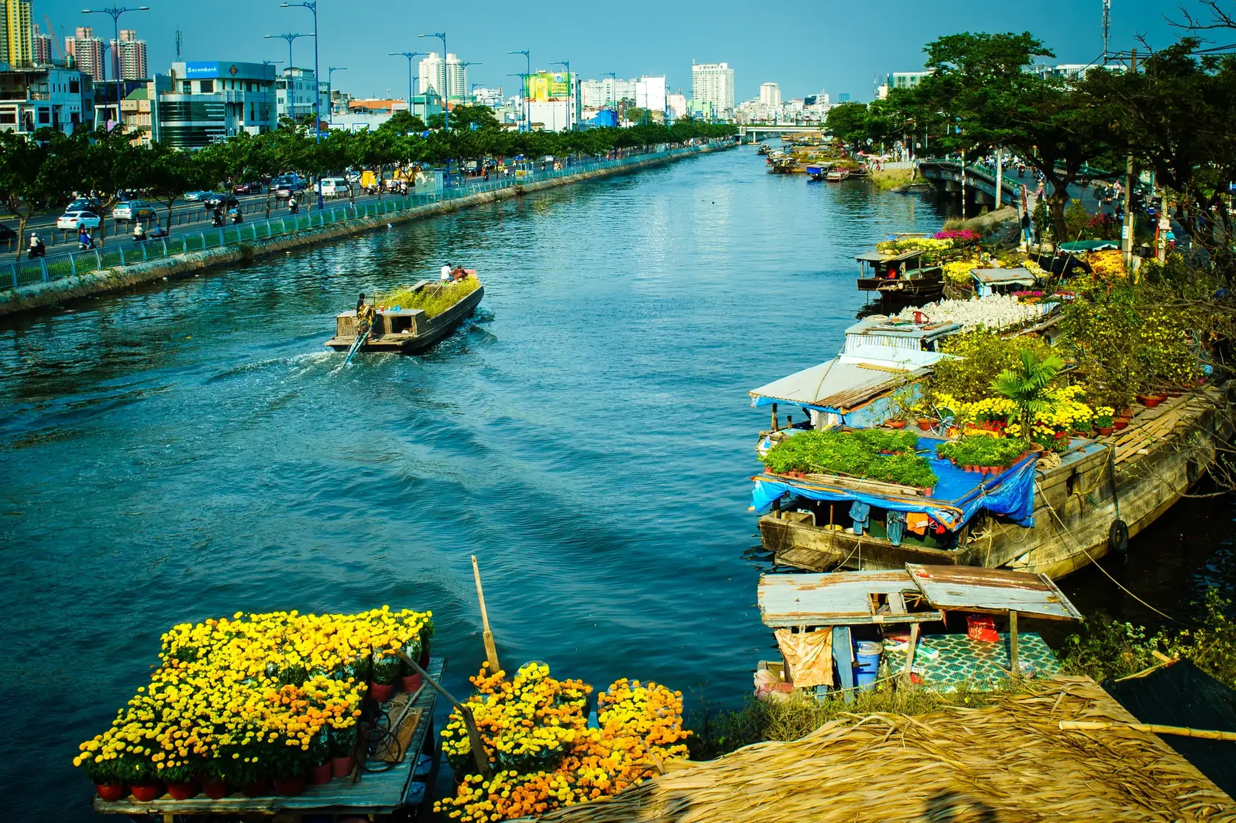 Boats on the Mekong in Vietnam