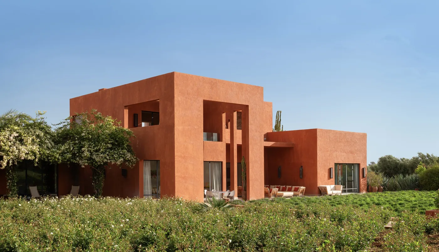 Terracotta main house on the private estate