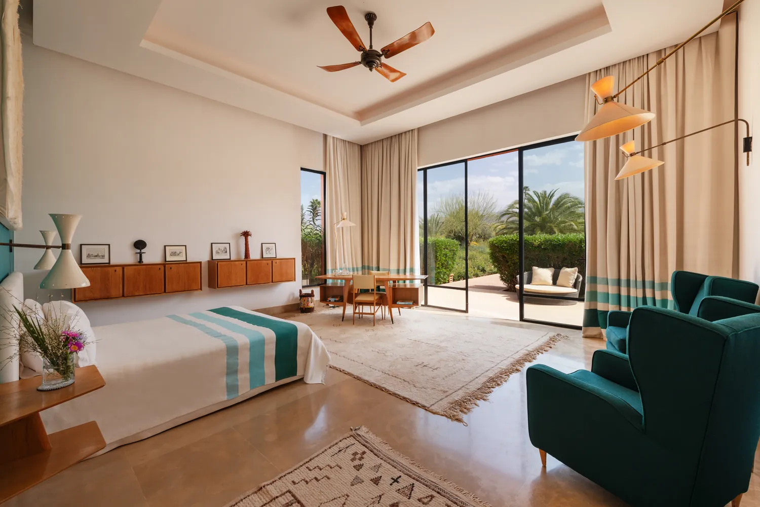 Spacious garden bedroom opening onto a private terrace