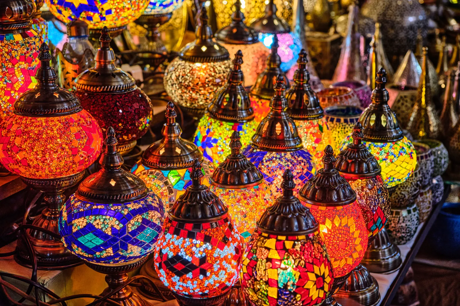 Colourful lanterns in Marrakech Medina