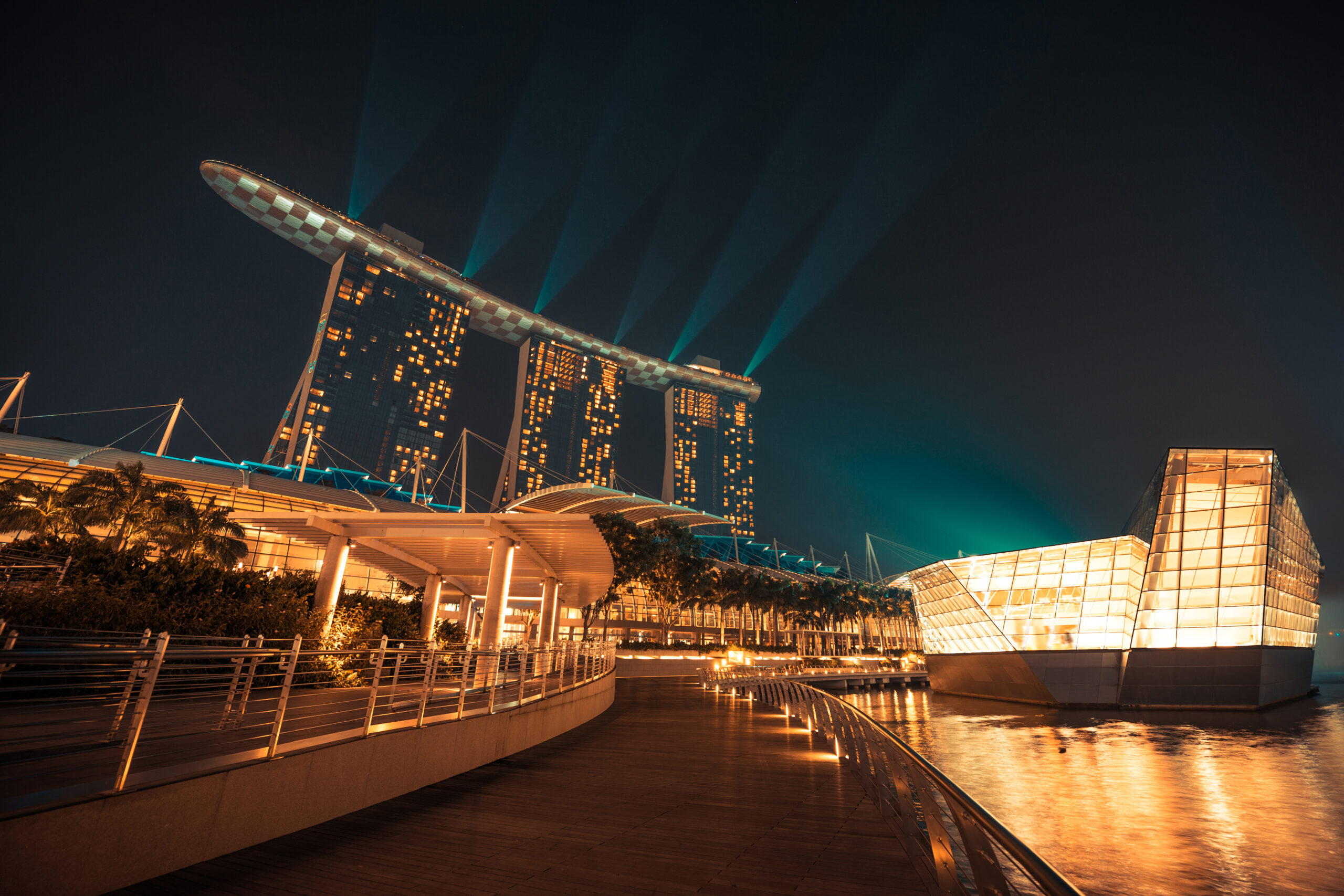 Marina Bay Sands illuminated at night in Singapore